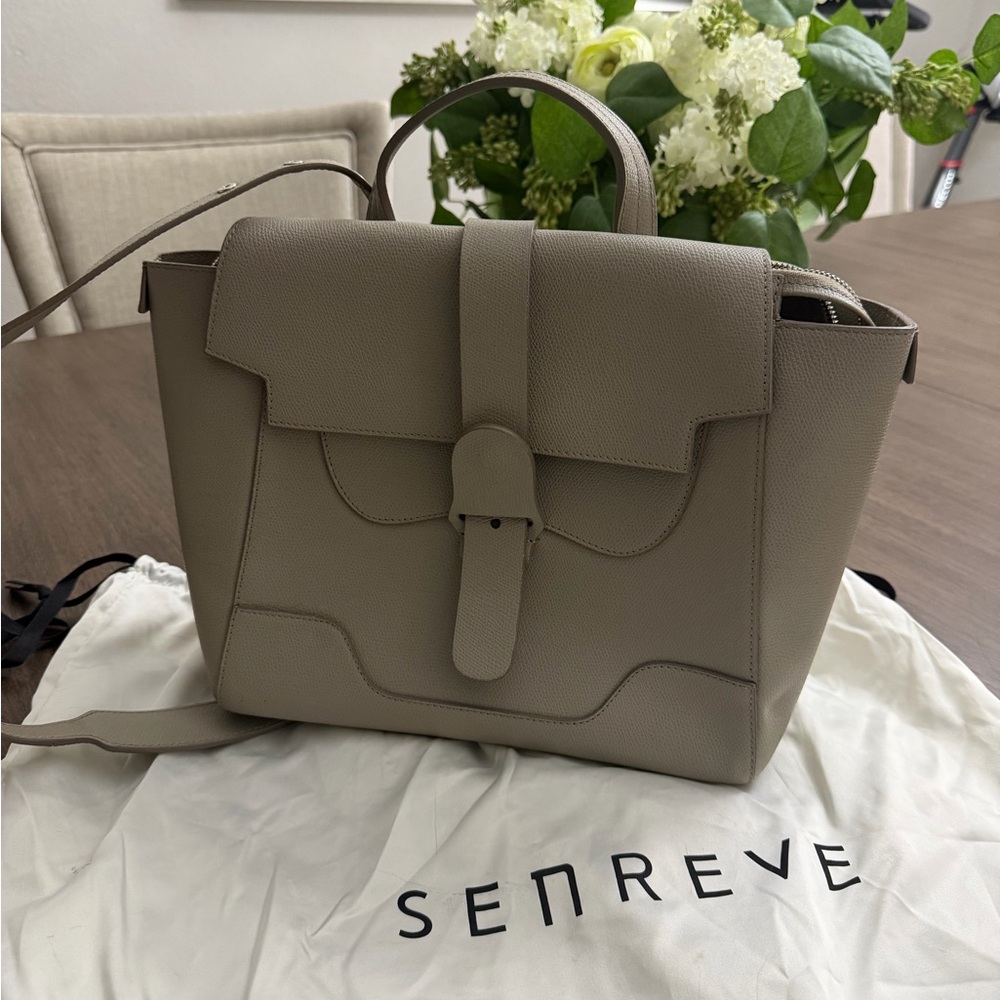 Senreve Taupe Leather Satchel